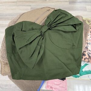 Hutch Dark Green Strapless Top